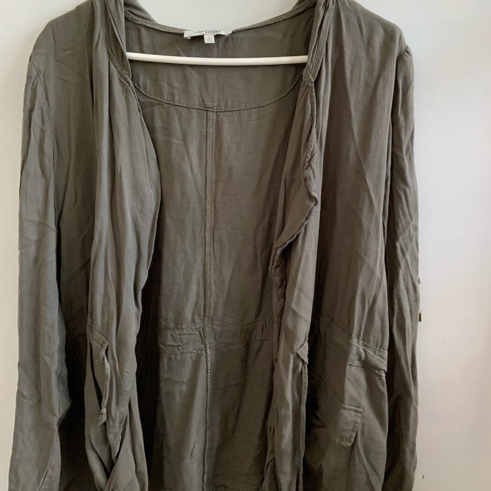 Army green cardigan with hoodie